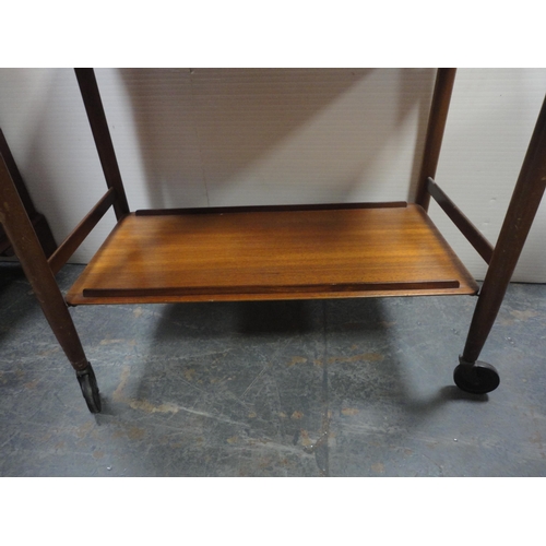 474 - Teak fold-over top trolley with undertier.