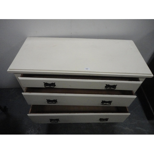 475 - White painted chest of three drawers.