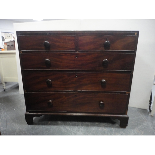 476 - 19th century mahogany chest of two short and three long drawers.