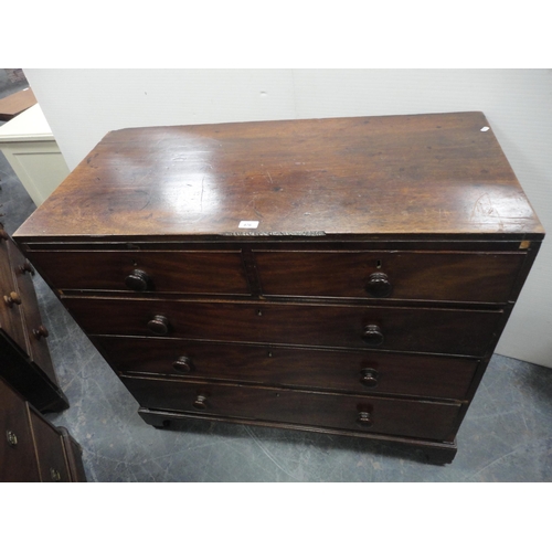 476 - 19th century mahogany chest of two short and three long drawers.