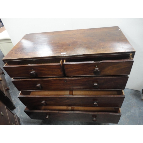 476 - 19th century mahogany chest of two short and three long drawers.