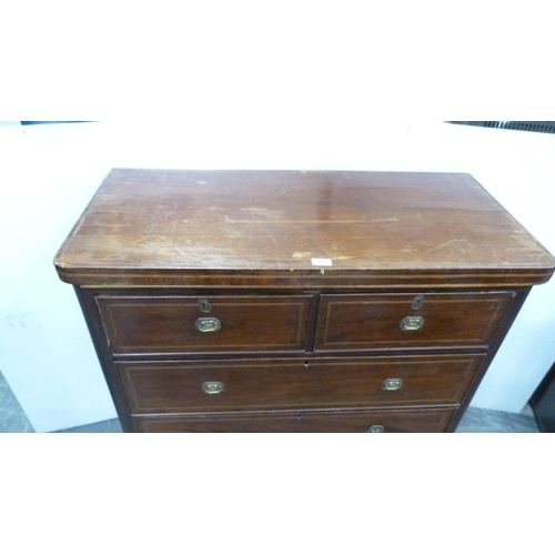 479 - Antique mahogany chest of drawers with brass handles.