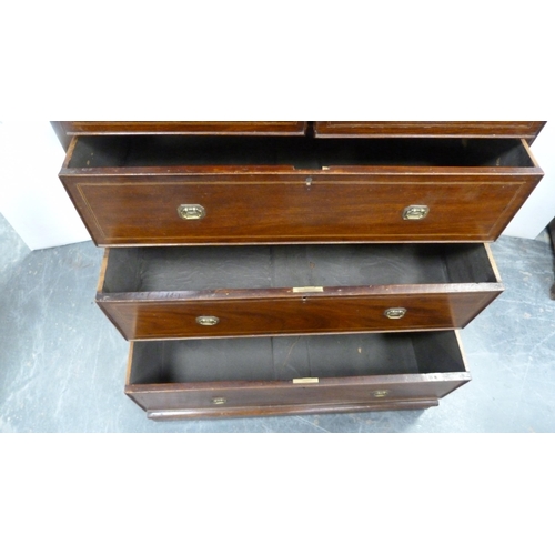 479 - Antique mahogany chest of drawers with brass handles.