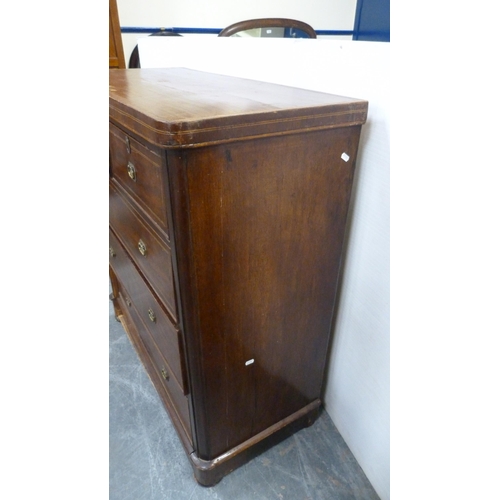 479 - Antique mahogany chest of drawers with brass handles.