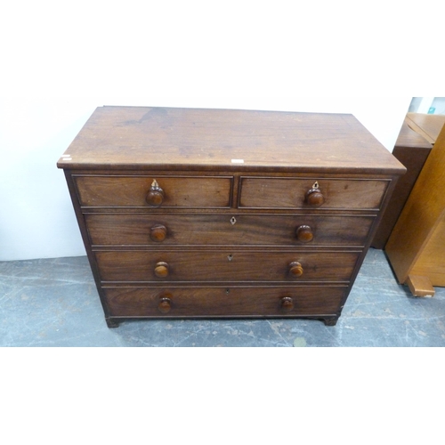 480 - 19th century mahogany chest of two short and three long drawers.