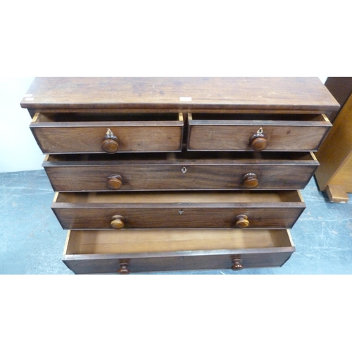 480 - 19th century mahogany chest of two short and three long drawers.