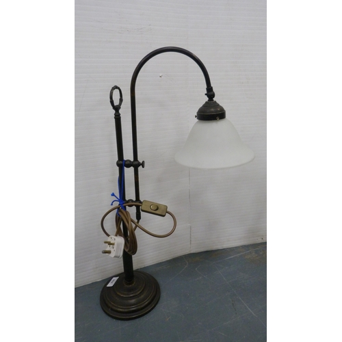 484 - Metal table lamp and two others.