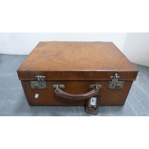 486 - Brown leather travel case and another, initialled 'MDW'.  (2)