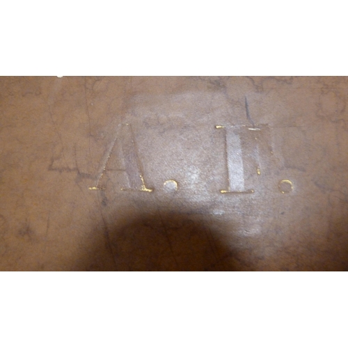 486 - Brown leather travel case and another, initialled 'MDW'.  (2)