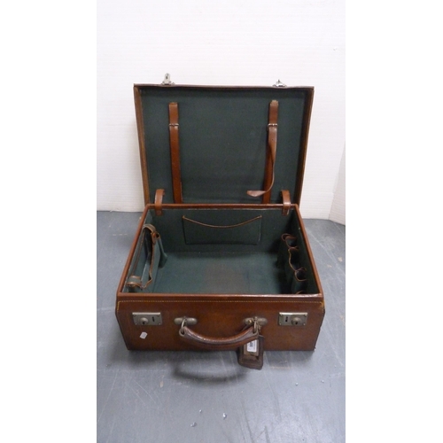 486 - Brown leather travel case and another, initialled 'MDW'.  (2)