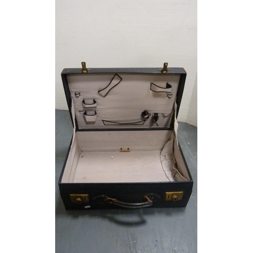 486 - Brown leather travel case and another, initialled 'MDW'.  (2)