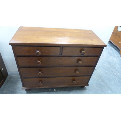 490 - 19th century mahogany chest of two short and three long drawers.