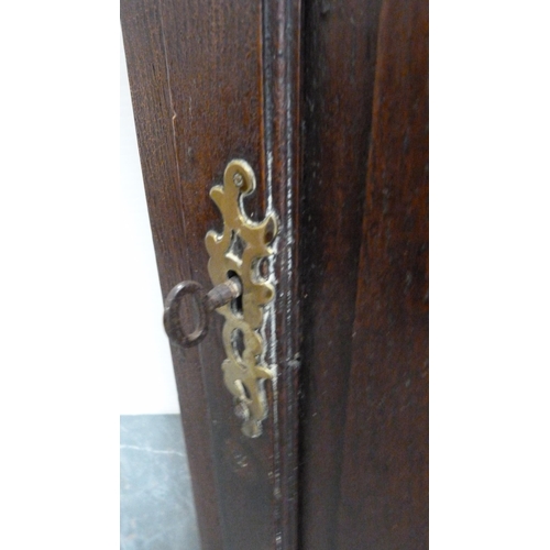 491 - George III oak corner cupboard with later brass escutcheon and mounts (adapted for wall mounting), 1... 