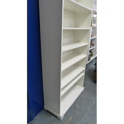 492 - Tall white open bookcase.