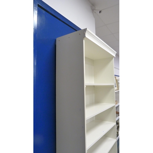 492 - Tall white open bookcase.