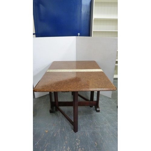 493 - Walnut drop-leaf gate-leg table.