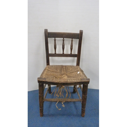 510 - Arts & Crafts rush-seated chair and a similar child's chair.  (2)