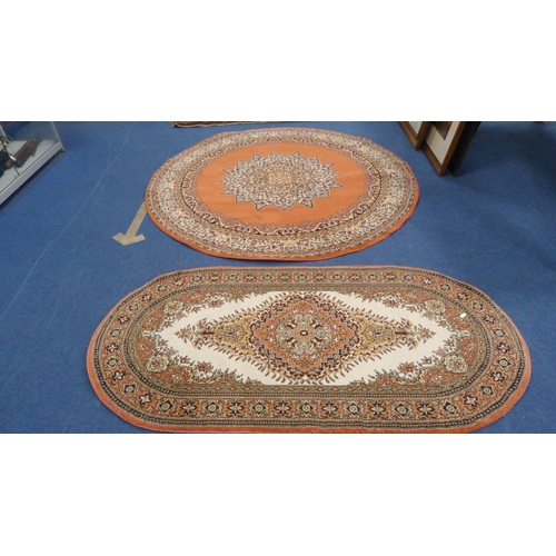 517 - Turkish Saray oval rug, and a similar circular rug,  (2)