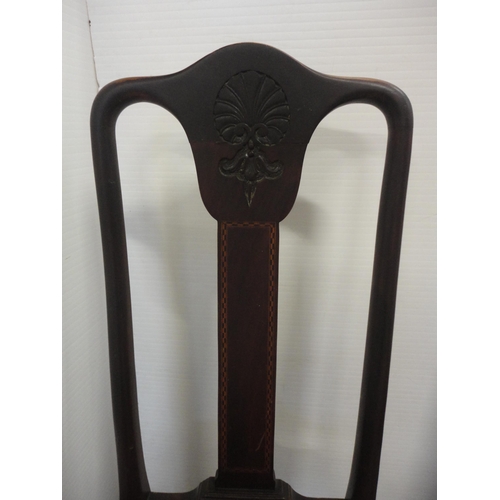 524 - Set of four mahogany splat-back dining chairs, including one carver.