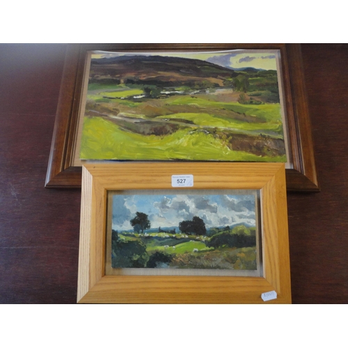 527 - Two framed oils on board of rural landscapes.