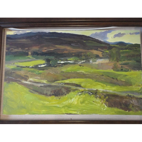 527 - Two framed oils on board of rural landscapes.