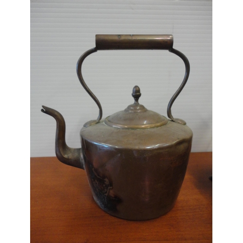 533 - EP spirit kettle and two copper kettles.  (3)