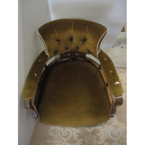 570 - Pair of Edwardian and later upholstered drawing room armchairs.