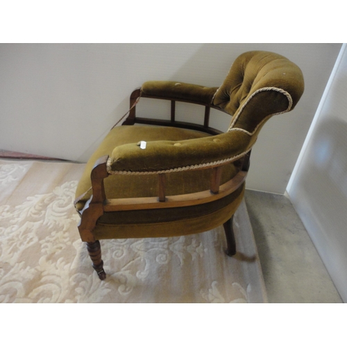 570 - Pair of Edwardian and later upholstered drawing room armchairs.