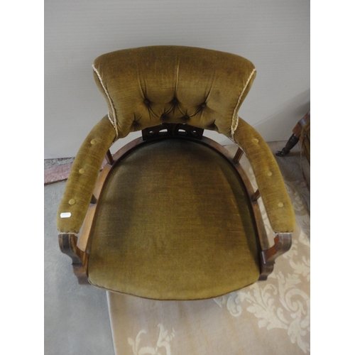 570 - Pair of Edwardian and later upholstered drawing room armchairs.