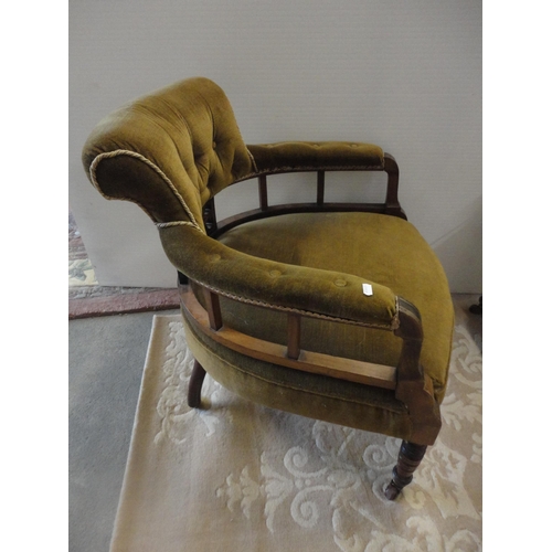 570 - Pair of Edwardian and later upholstered drawing room armchairs.