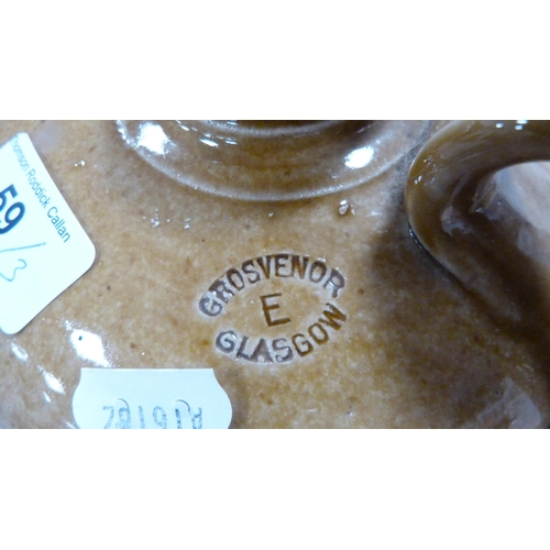 59 - Two stoneware flagons to include Grosvenor of Glasgow one gallon, Hunt's of Liverpool one gallon and... 