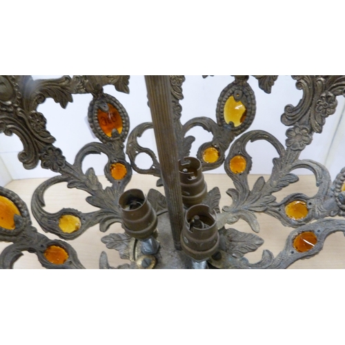 66 - Spanish gilt metal ceiling light.