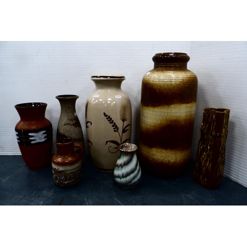 75 - Group of German-style studio pottery vases and a Sylvac-style vase.  (7)