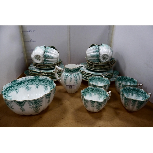 76 - Wilkinson for Foley green and white part tea set, c. early 20th century, reg no 115510, shape no 623... 