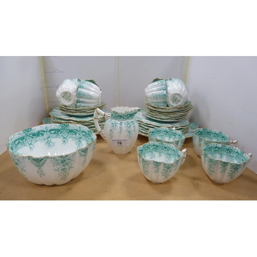 76 - Wilkinson for Foley green and white part tea set, c. early 20th century, reg no 115510, shape no 623... 