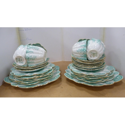 76 - Wilkinson for Foley green and white part tea set, c. early 20th century, reg no 115510, shape no 623... 