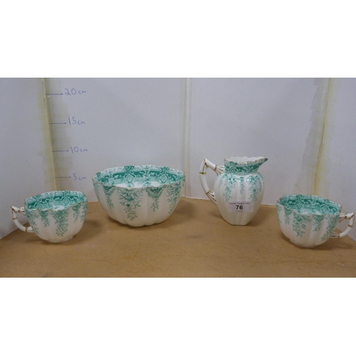 76 - Wilkinson for Foley green and white part tea set, c. early 20th century, reg no 115510, shape no 623... 