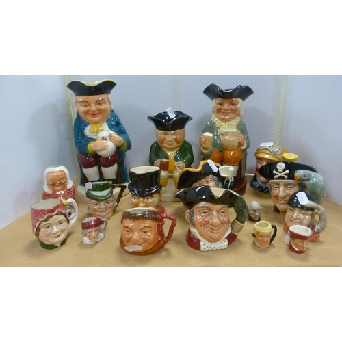 79 - Group of assorted toby jugs and character jugs to include Royal Doulton 'Happy John', 'Town Crier', ... 