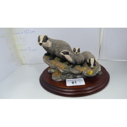 81 - Border Fine Arts and other animal groups to include badgers, 'Hard Times', robin on a boot, Charolai... 