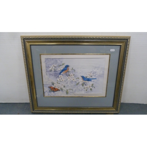 90 - After EA Hornel'Brighouse Bay'Print, another, 'On the Irrawaddy, also a print of birds and a needlew... 