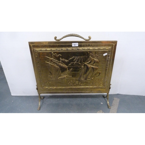 93 - Brass-coated fire screen.