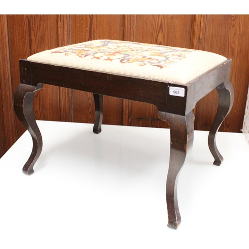 565 - Embroidered footstool.