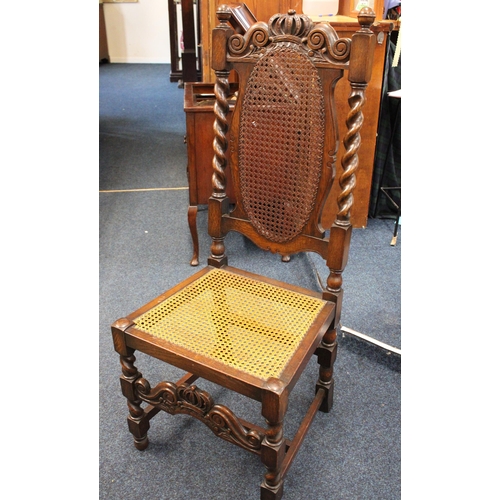 587 - Victorian barley twist dining chair with rush seat.