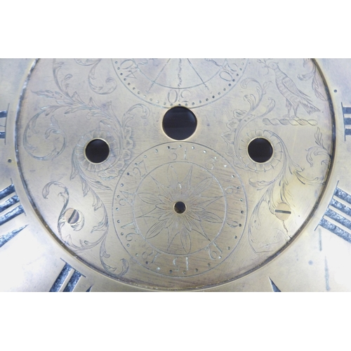 300 - 19th century 13 inch brass longcase clock dial named to DS Windle, Shotts, lacking works (dial only)... 