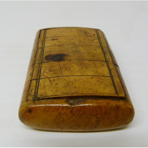 393 - George III mahogany and boxwood strung tea caddy, 16.5cm high, 27cm wide and 14cm deep, a 19th centu... 