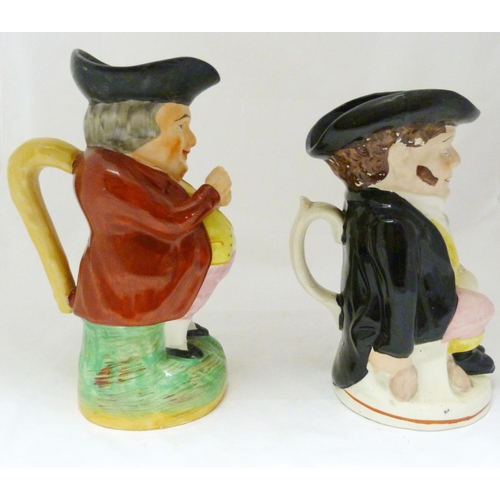 312 - Victorian Staffordshire pottery toby jug modelled as 'The Snuff Taker', in bright glazed colours, 26... 