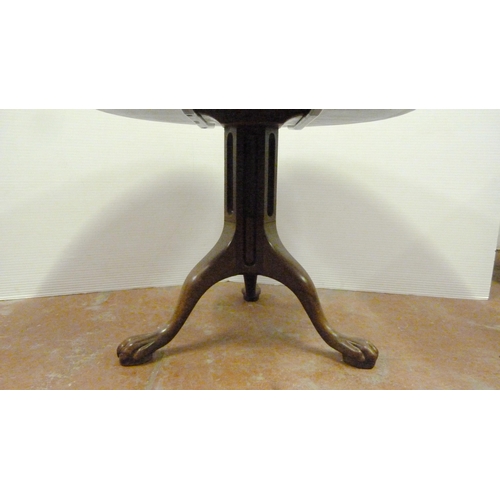 538 - George III style mahogany tripod table, the Irish-style table with snap-action saucer top on fluted ... 