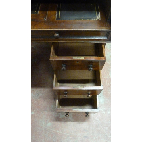 539 - Victorian mahogany cylinder desk, the fall front enclosing bird's eye maple-lined drawers and pigeon... 