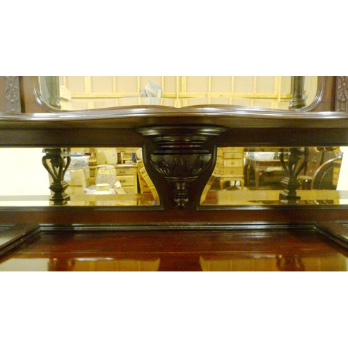 540 - Irish-style mahogany mirror-back sideboard, c. early 20th century, the upper section with swan-shape... 