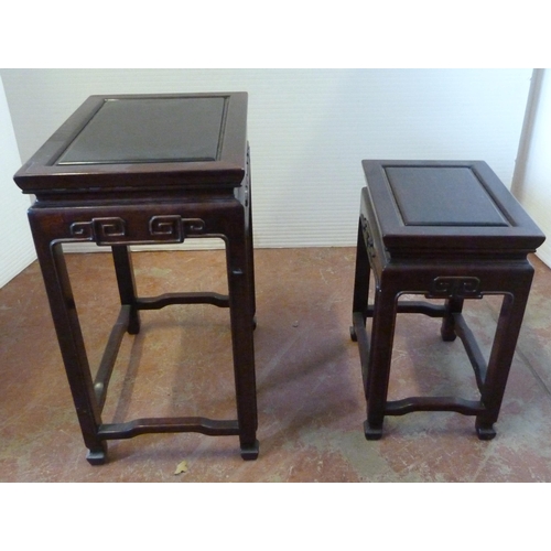 541 - Chinese-style quartetto nest of four graduated hardwood tables of reddish patina, the largest 66cm h... 